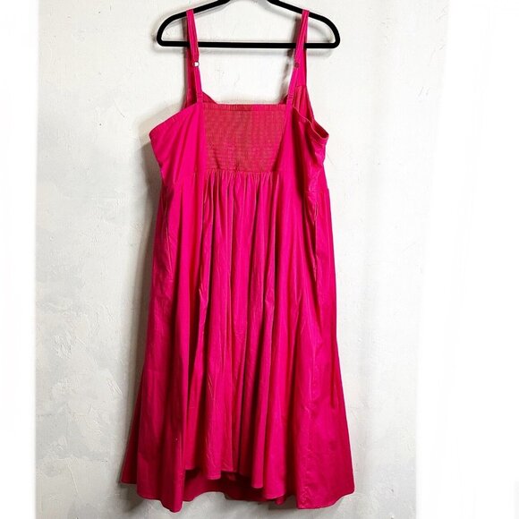 Torrid Midi Poplin Sweetheart Shirred Dress Barbiecore Pink Womens 3 - Picture 9 of 12